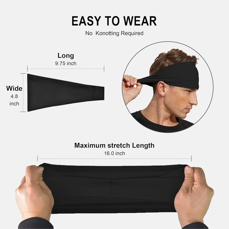 VIMPEP Store Tenacious Sports Headbands for Men Soft Feeling Non Silp Sweatband Workout Headband for Running,Cycling,Basketball,Tennis,Yoga Fitness Stretchy Quick-Dry Hairband for Unisex (3/4/6 Pack) - Image 5